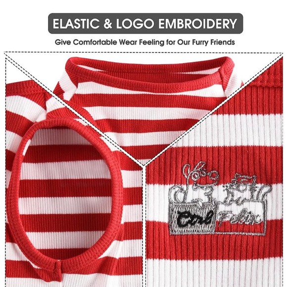 CtilFelix Dog Shirt - Adorable Striped Stretchy Vest Shirt, Size 5X Pet Apparel - Picture 3 of 6